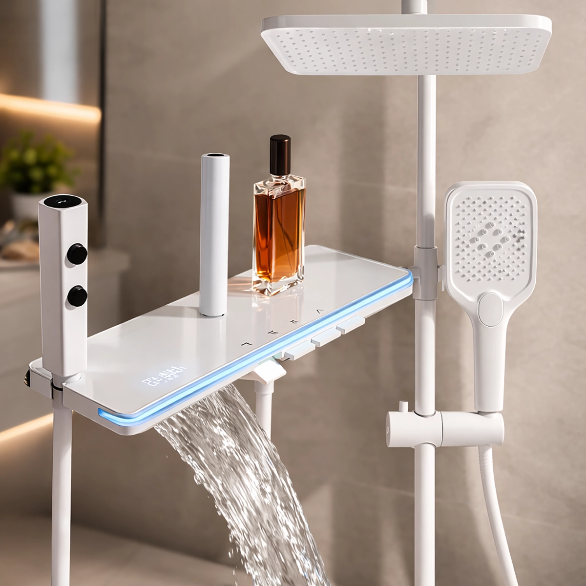 Colonne de douche LED digitale thermostatique blanche Vérone